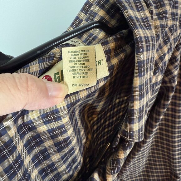 Gander Mountain Mens Plaid Button Front Top 2XL Blue/Brown Wrinkle Resistant - Picture 12 of 12